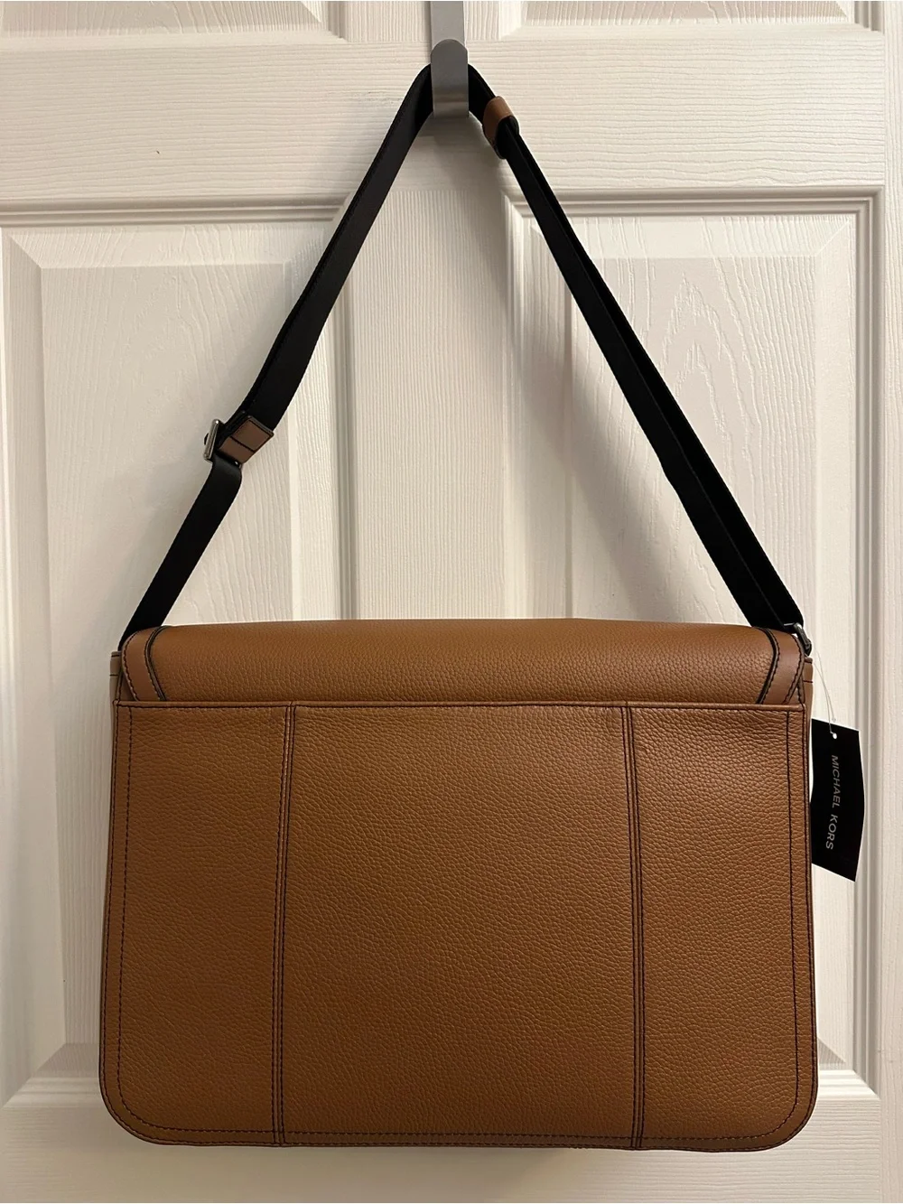 Michael Kors Brown Pebbled Leather Messenger Bag with Black Strap
